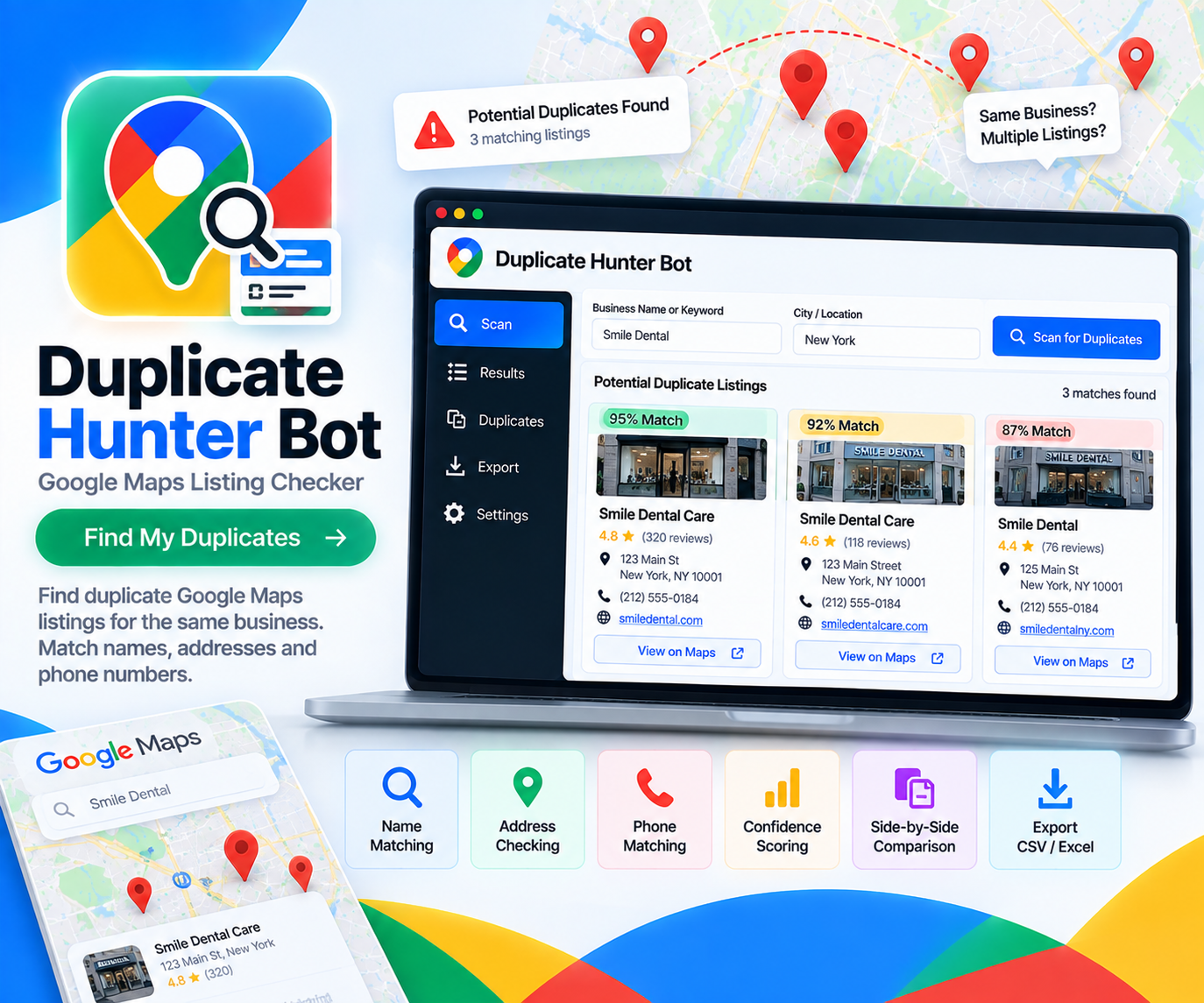 Google Maps Duplicate Finder Bot