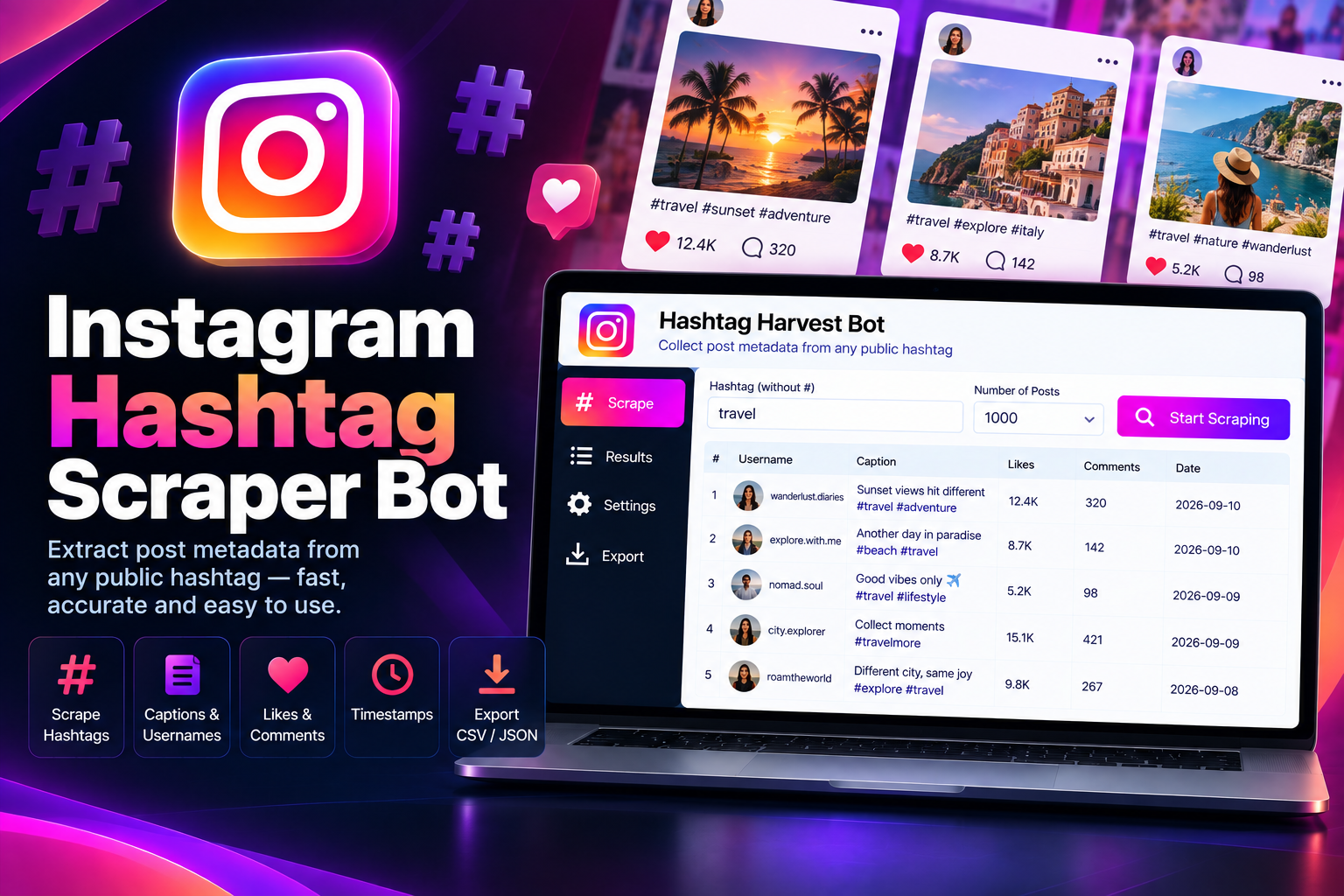 Instagram Hashtag Scraper Bot