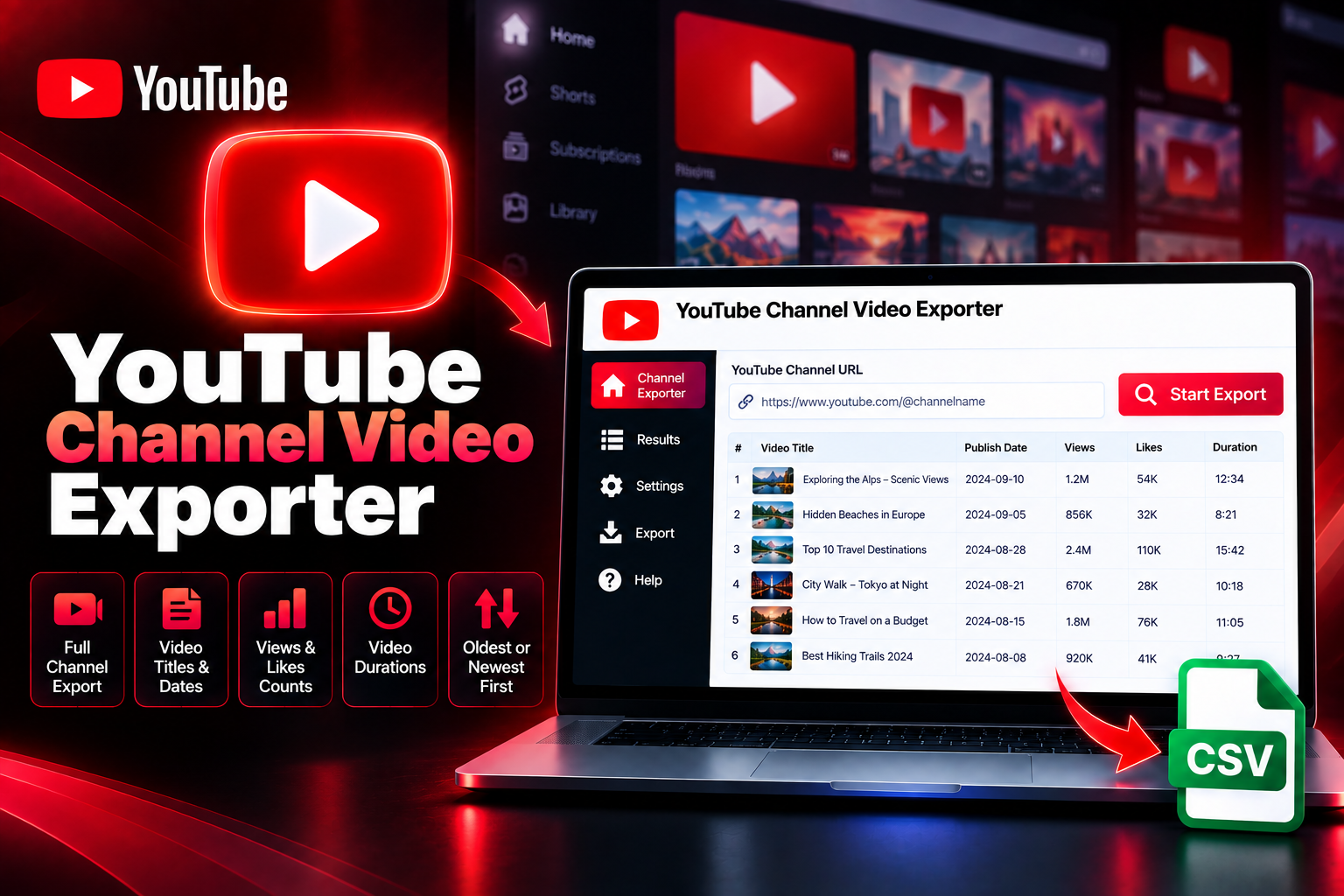 YouTube Channel Video Exporter
